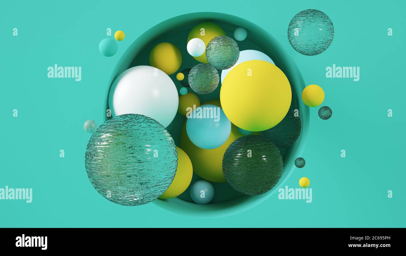 3D rendering abstract illustration with colorful balls Stock Photo - Alamy
