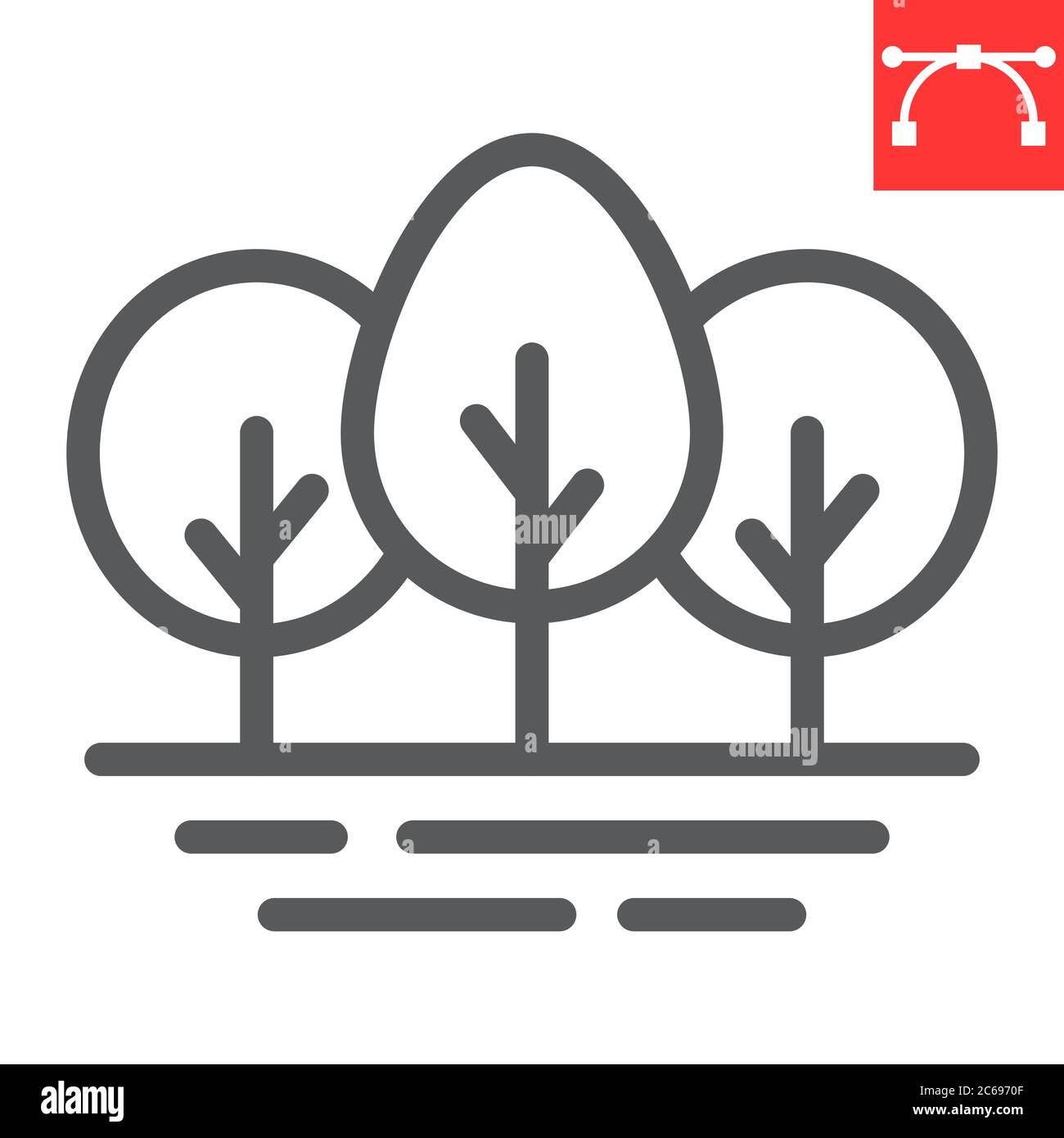 Forest line icon, nature and ecology, tree sign vector graphics ...