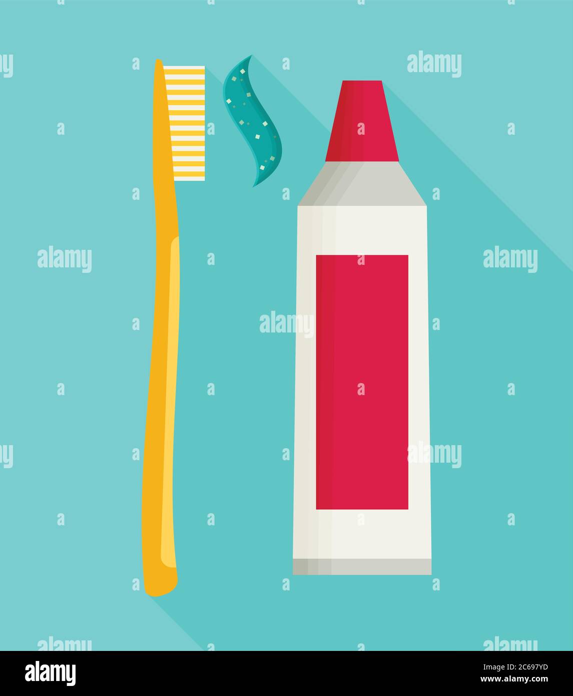 Toothbrush and toothpaste isolated on a flat background vector ...