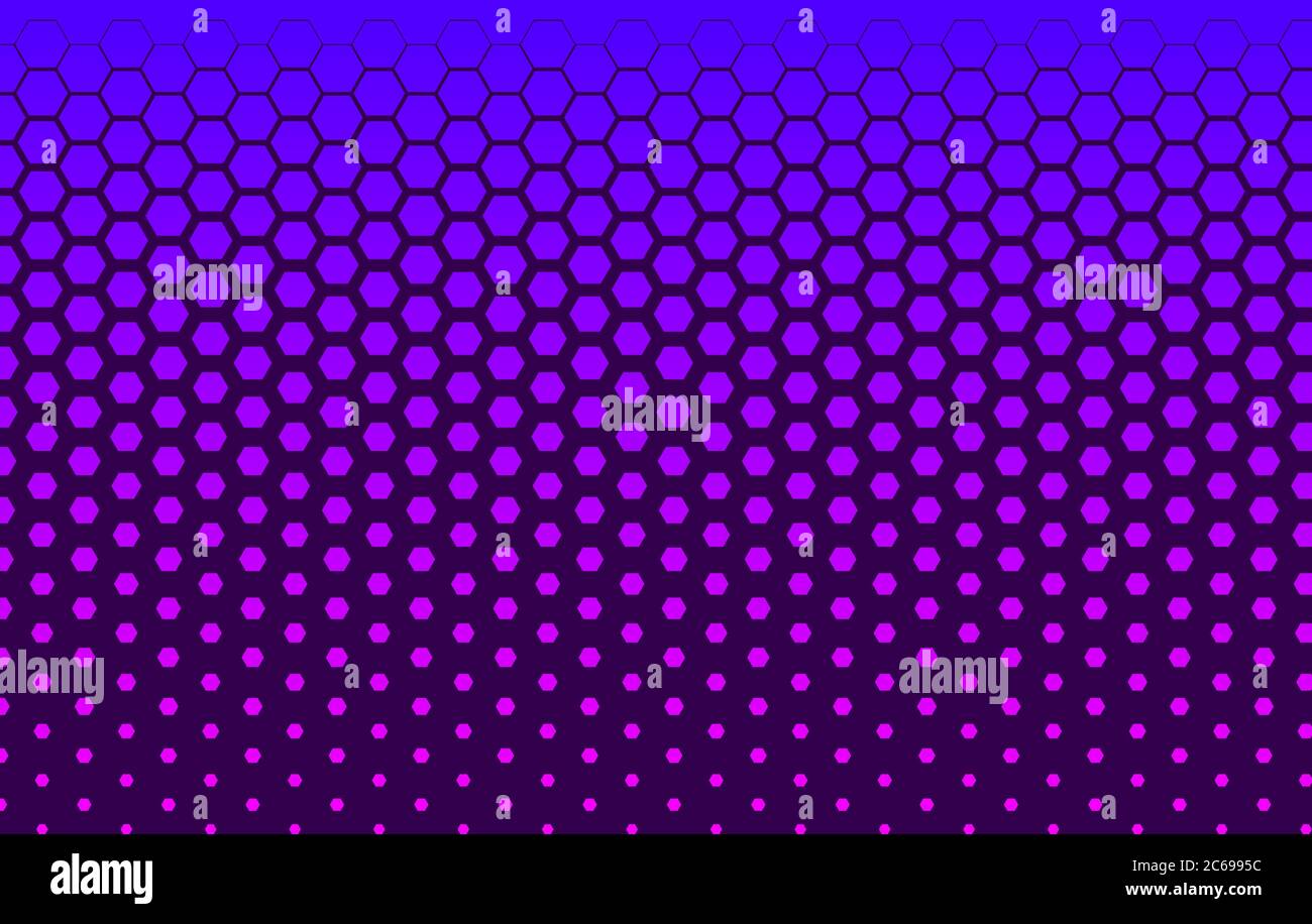 Halftone technology banner with hexagons, futuristic blue gradient background, digital element, hexagon pattern Stock Vector