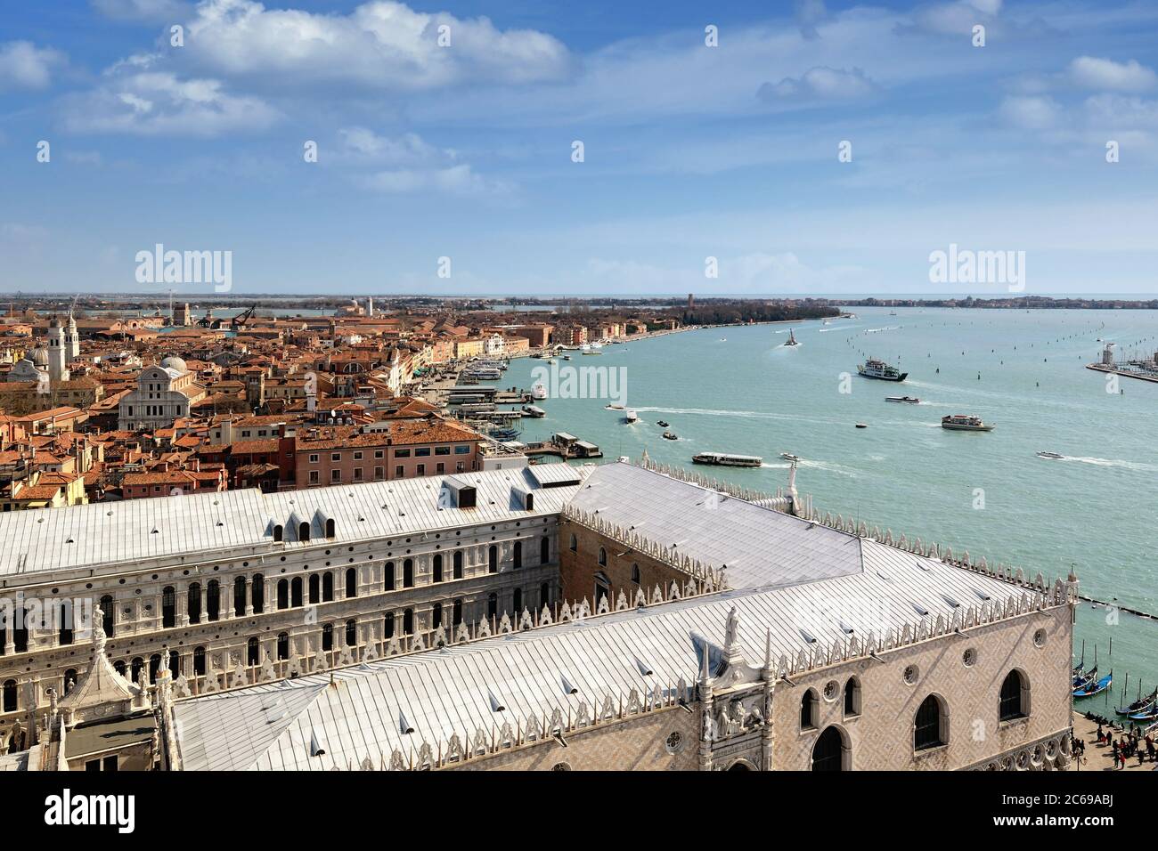 View of Venice rooftops from above San Marco cathedral in the heart of ...