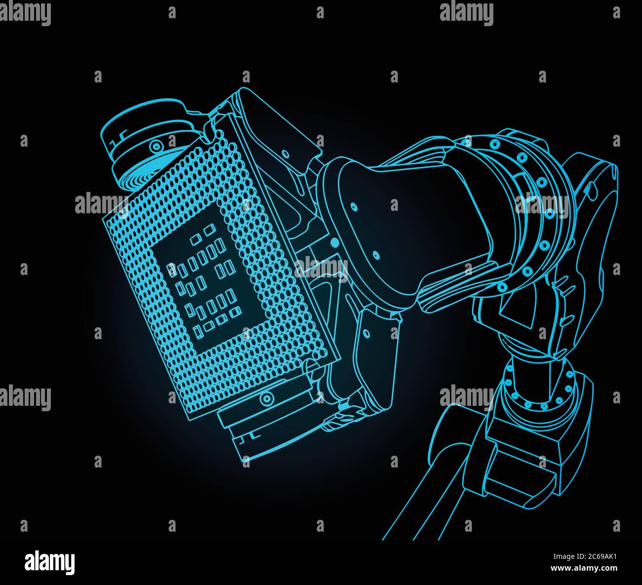 Vector illustration on the theme of robotics and integrated ...
