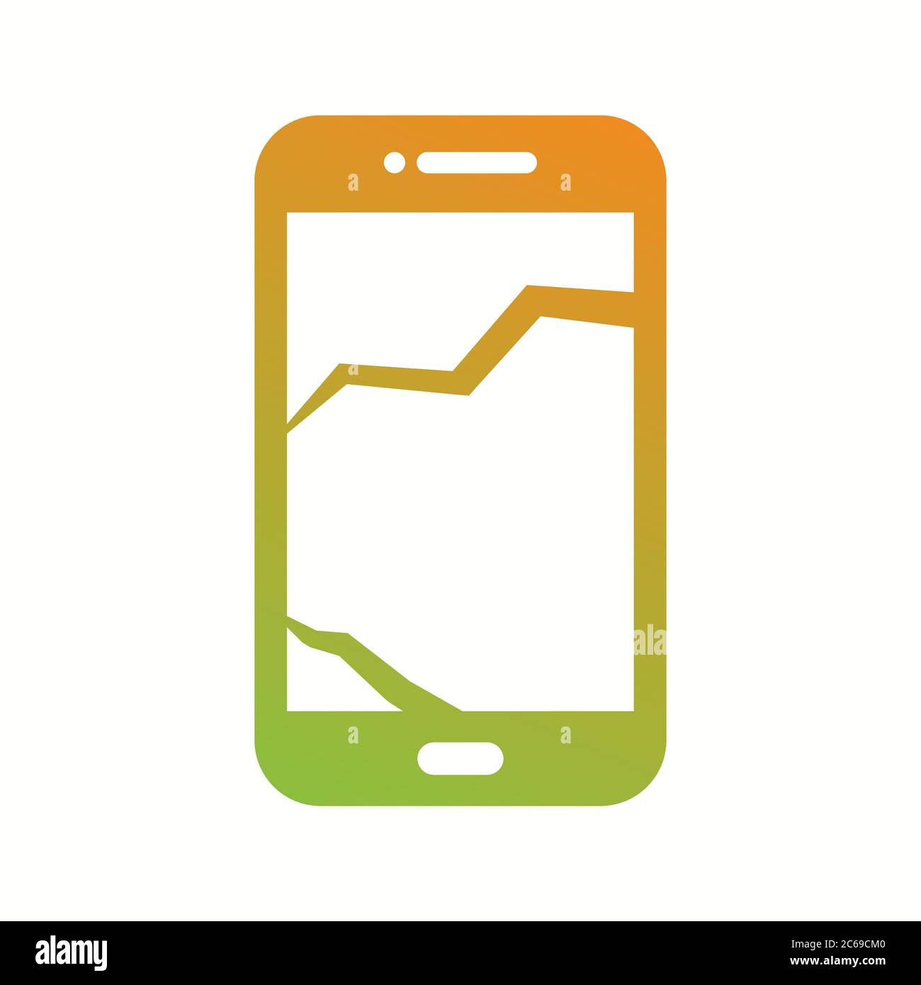 Unique Broken Cell Phone Vector Glyph Icon Stock Vector