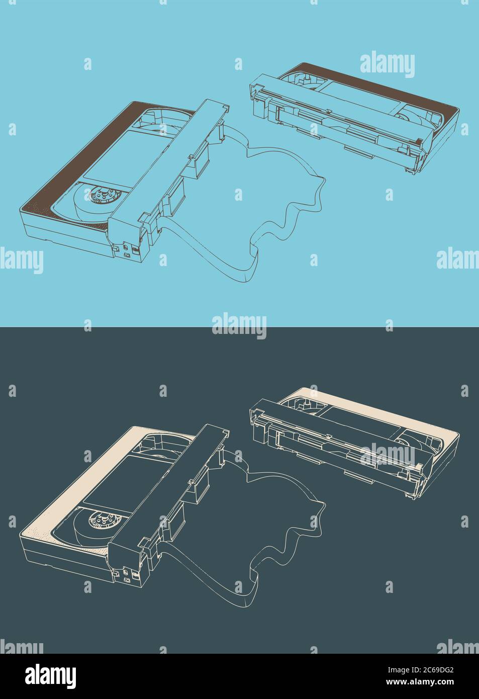 Vector illustration of retro VHS cassettes tape in different angles ...