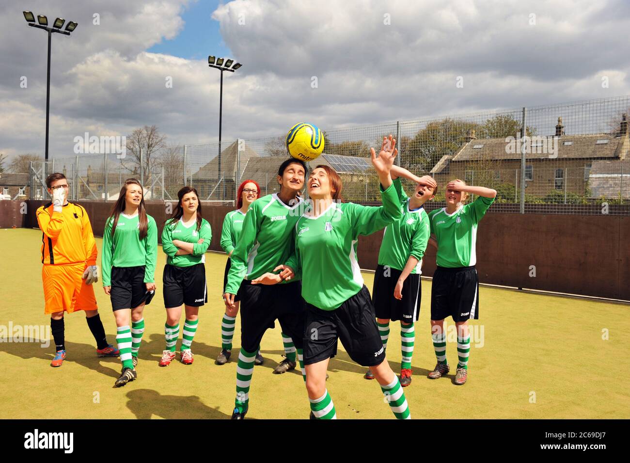 Female Football team at Bradford College UK Stock Photo Alamy