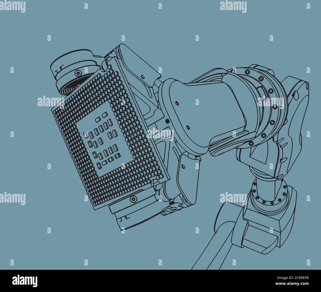 Vector illustration on the theme of robotics and integrated ...