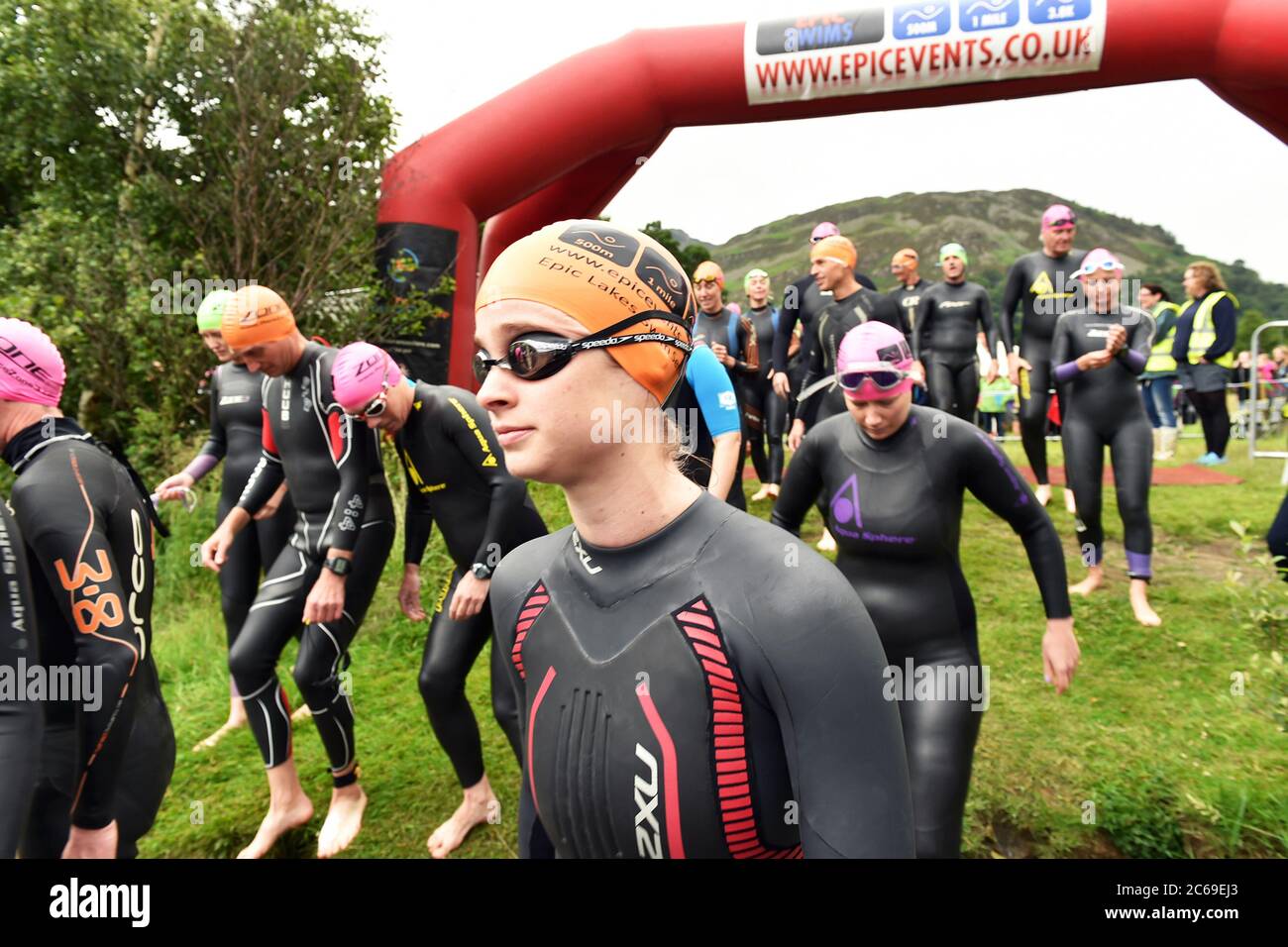 Open Water Swimming Event Ullswater lake, Cumbria UK Stock Photo Alamy
