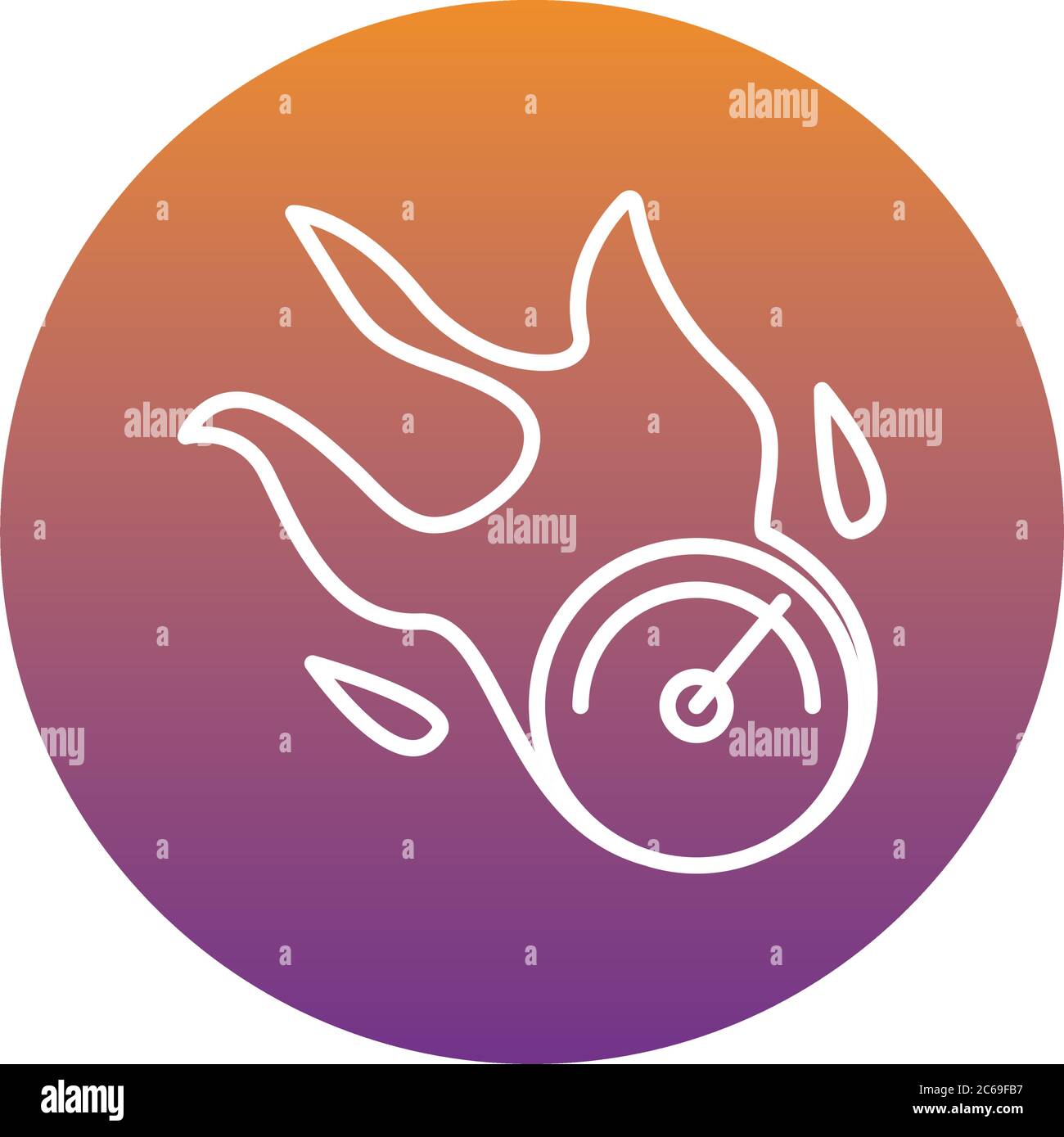 speed gauge with flame block style icon vector illustration design Stock Vector