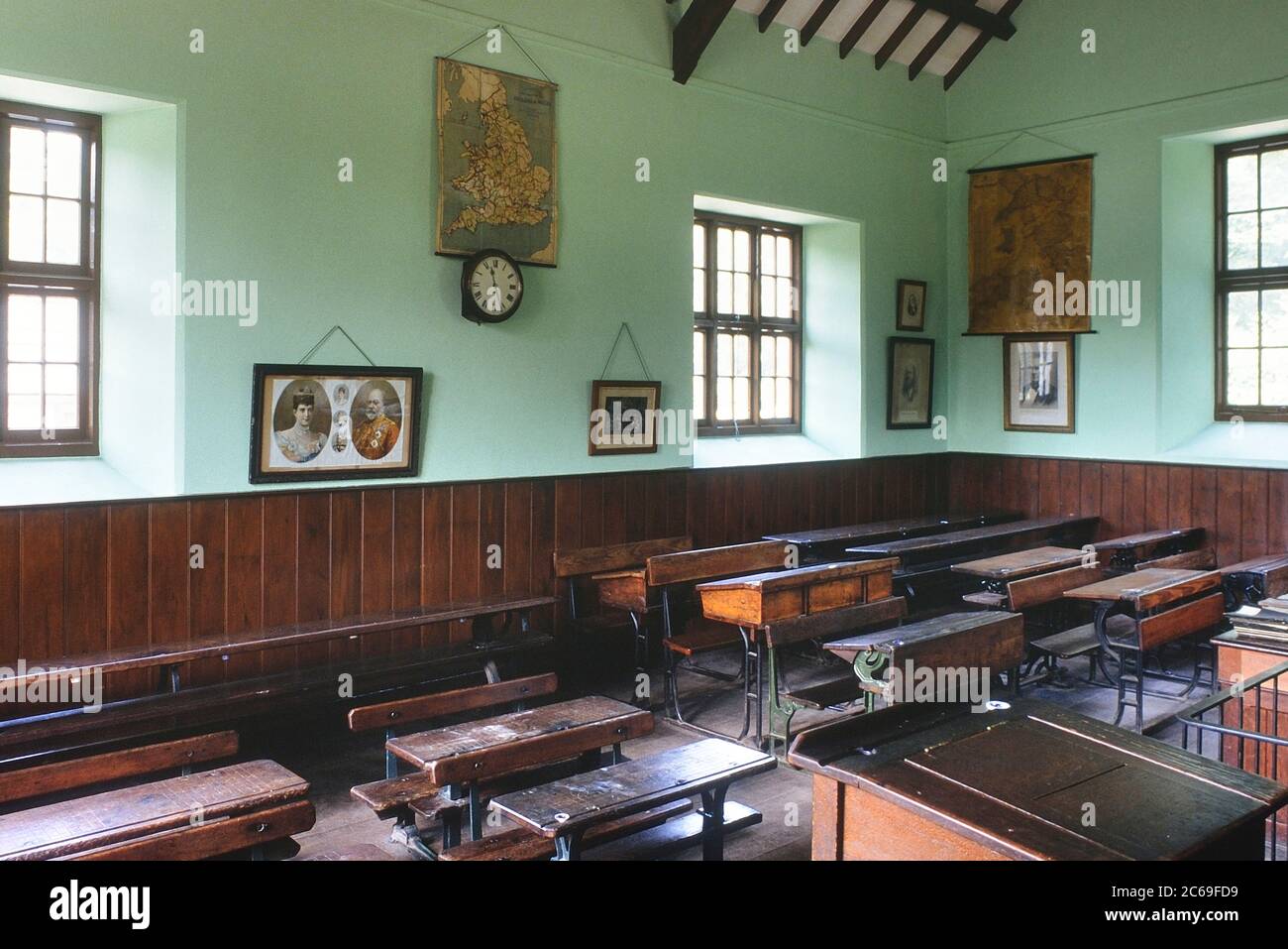 Interior of the  Maestir Schoolroom, St. Fagans National Museum of History, Cardiff, Wales, UK Stock Photo