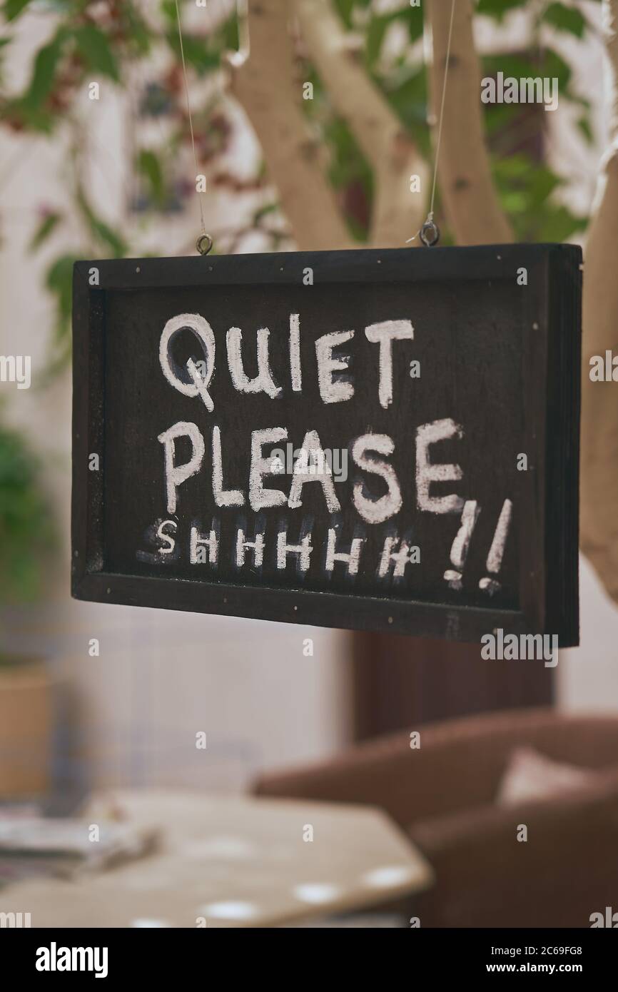 A Quiet Place signage in a garden in Dubai Stock Photo - Alamy