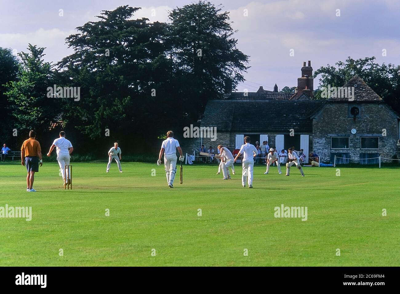 Village cricket match, Lacock,  Wiltshire, England, UK Stock Photo