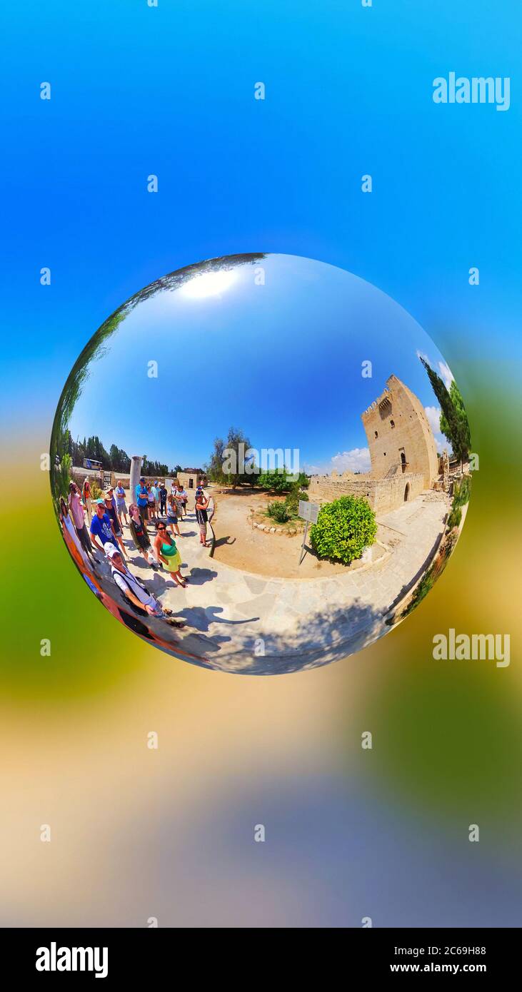 Tourists viewing Kolossi Castle in Cyprus Stock Photo