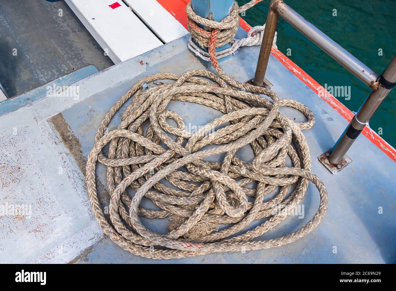 Rope ladder on the ship Stock Photo Alamy