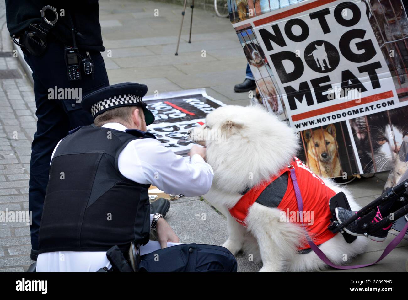 London Demo NoToDogMeat Stock Photo