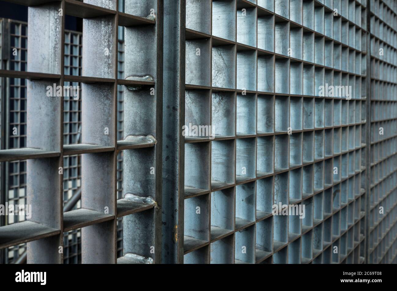 fence made from zinc metal grid Stock Photo