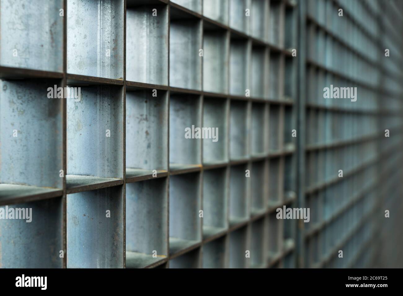 fence made from zinc metal grid Stock Photo