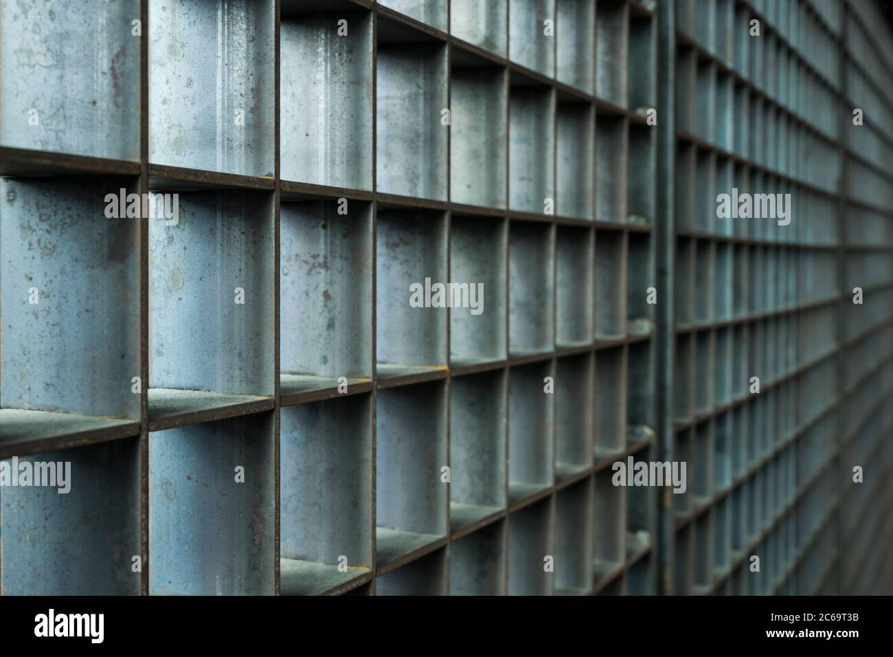 fence made from zinc metal grid Stock Photo