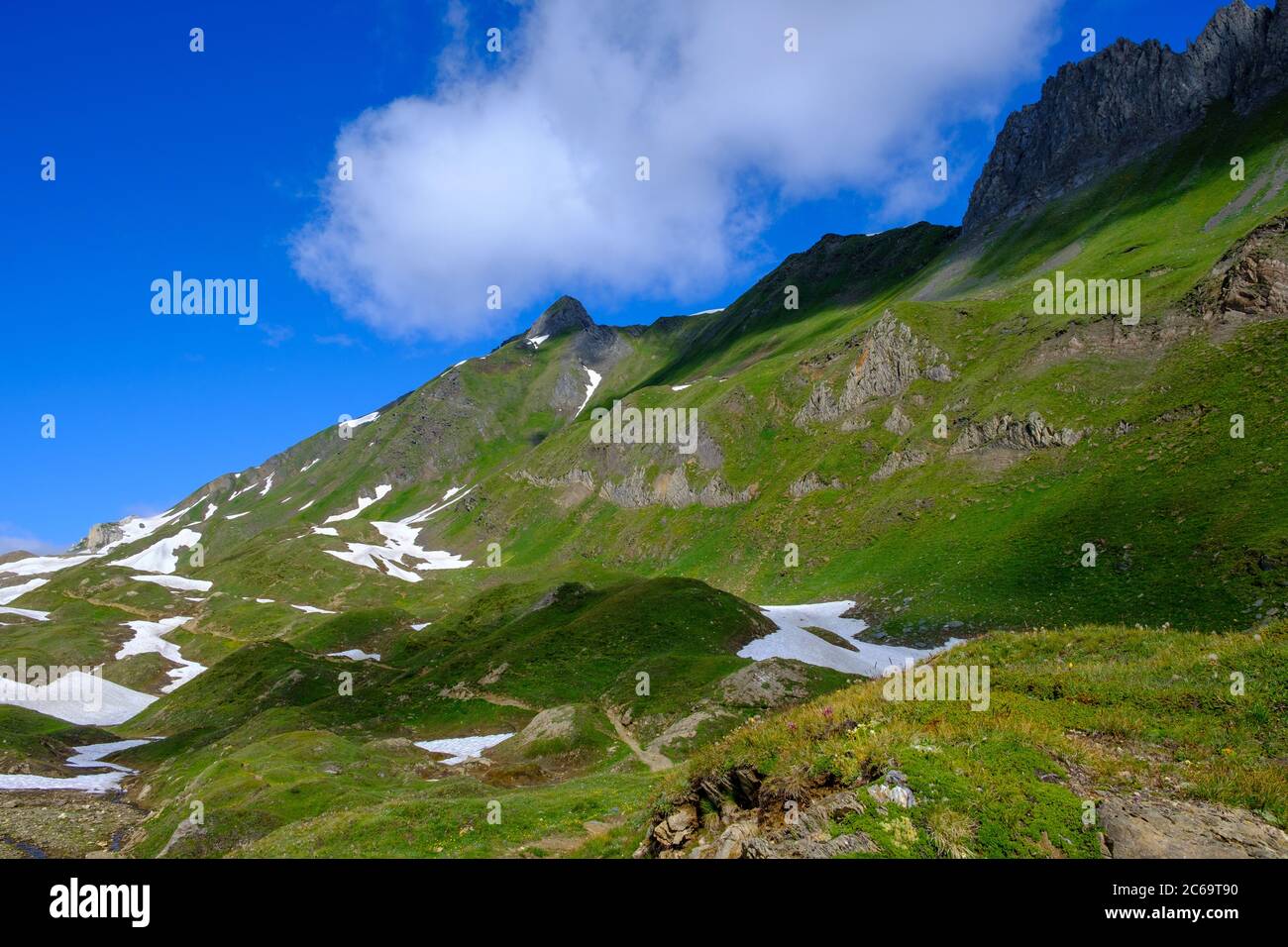 View of the Nuefenenstock on the way to the Gries hut, Switzerland Stock Photo