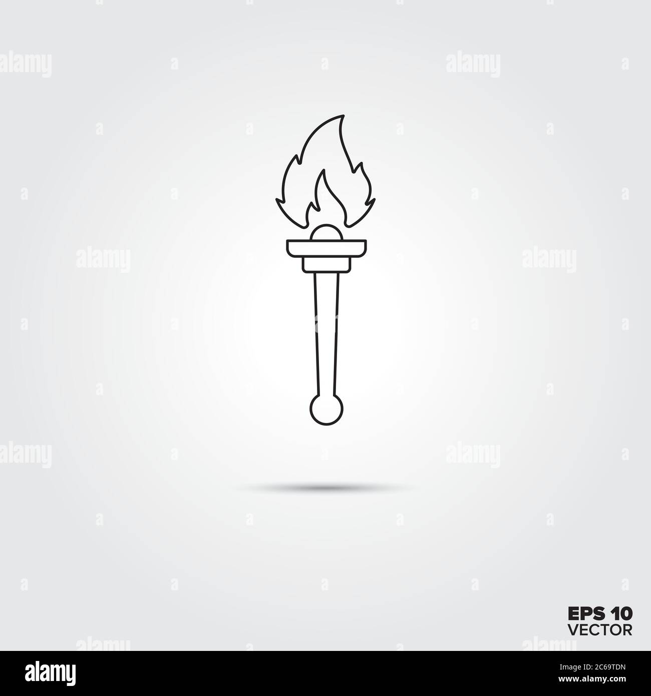 Olympic torch with Flame Line Icon Vector Stock Vector