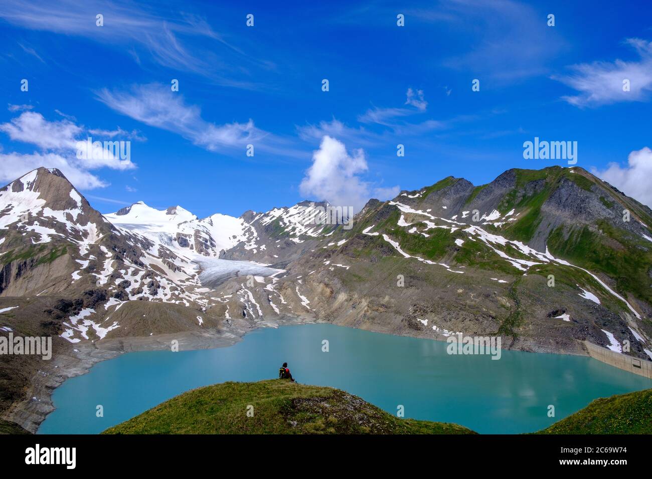 Looking lakes and mountains, Griespass (Cornopass), Switzerland Stock Photo