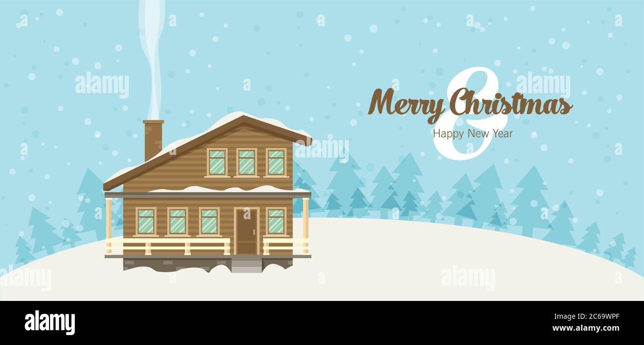 Christmas card with house Stock Vector Image & Art - Alamy