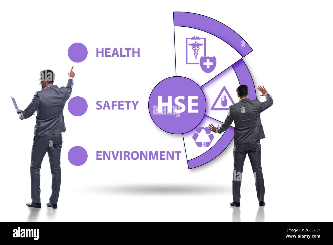 HSE concept for health safety environment with the businessman Stock ...