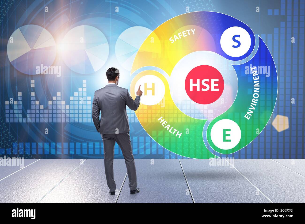 HSE concept for health safety environment with the businessman Stock ...