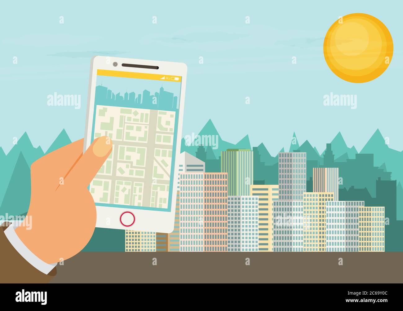City navigation web banner. Flat vector. Stock Vector