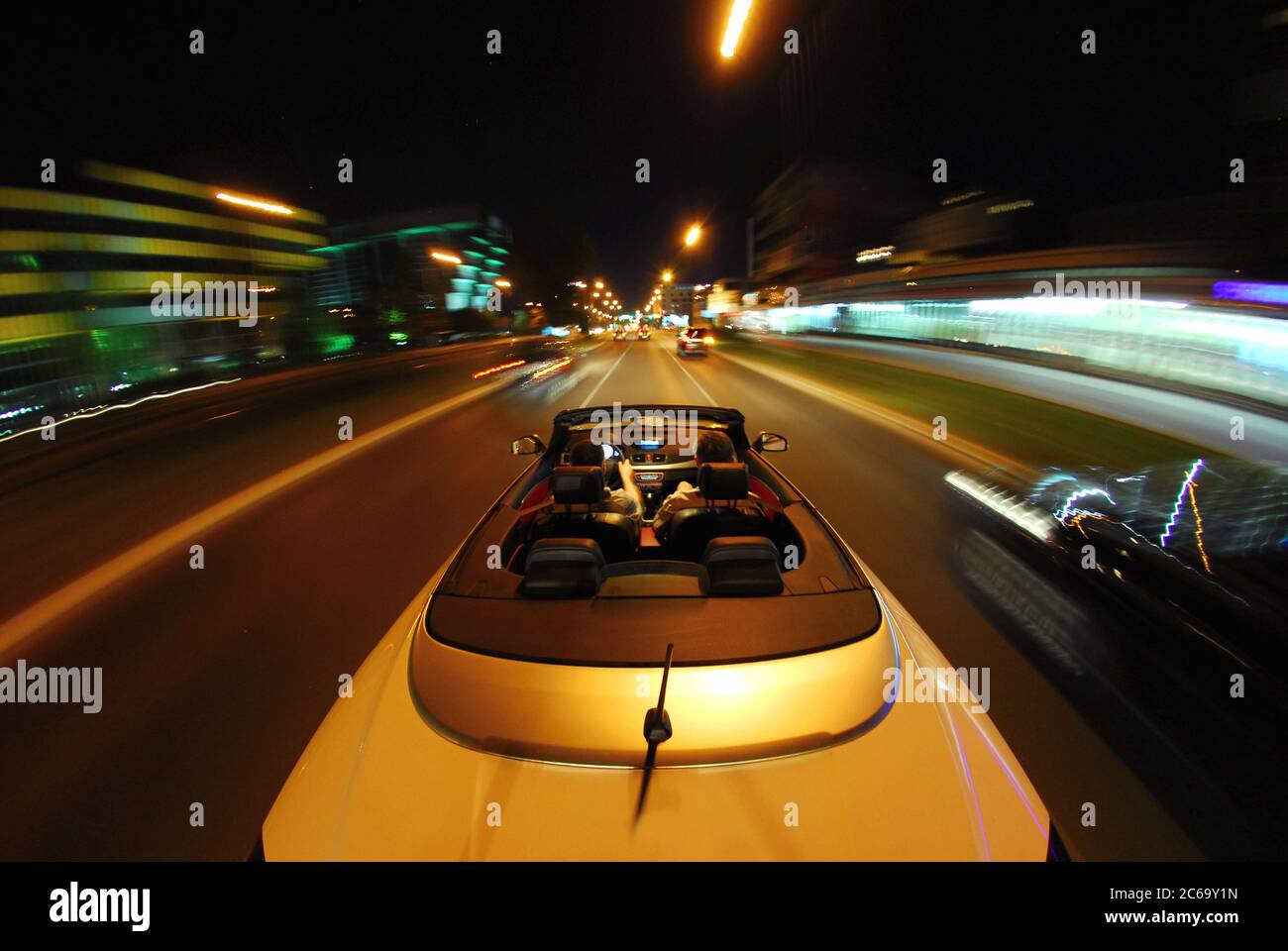 night driving a convertible with the top down Stock Photo Alamy