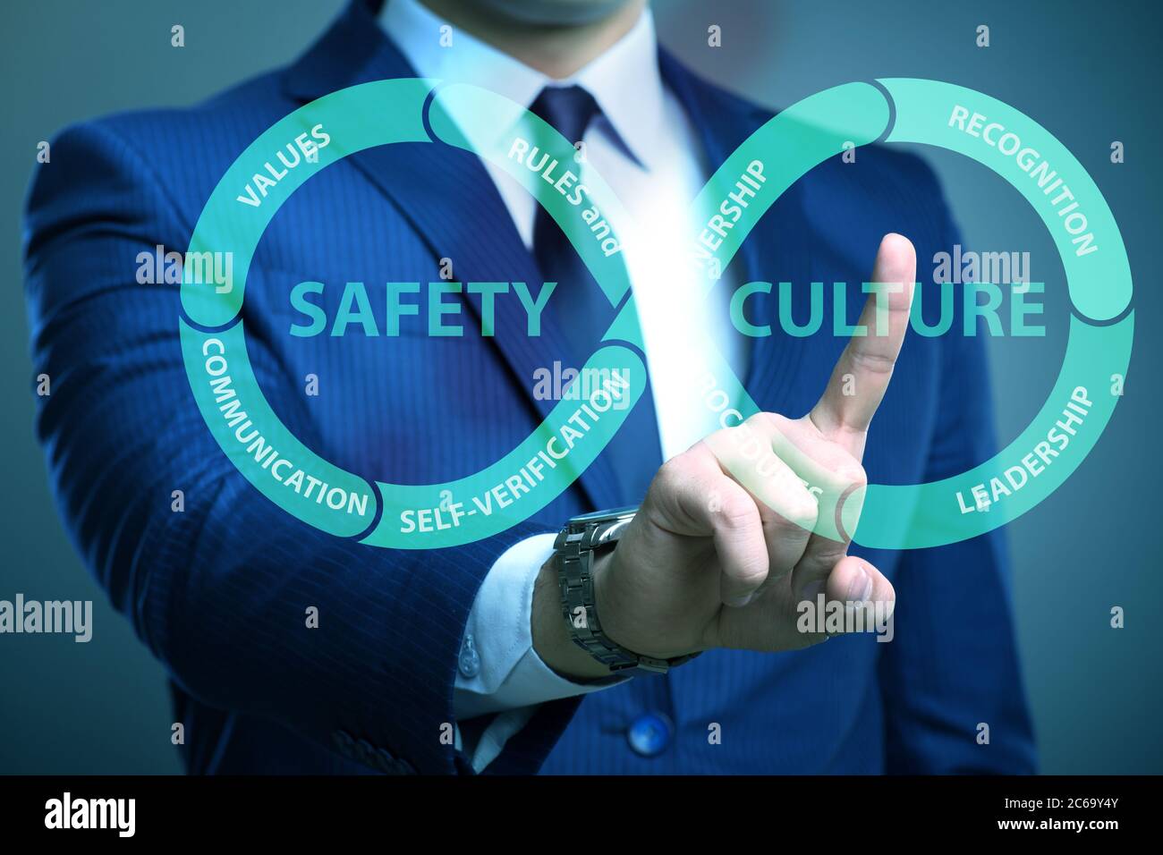 Businessman in the safety culture concept Stock Photo