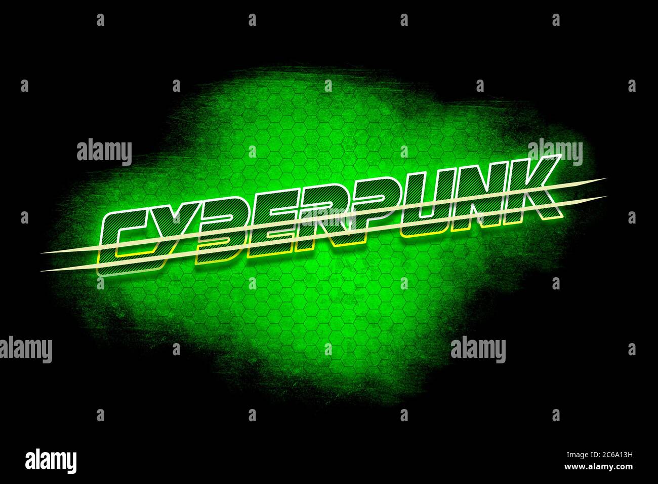 Illustration Of A Bright Logo In The Form Of The Word Cyberpunk On A Bright Background With A Black Frame Stock Photo Alamy