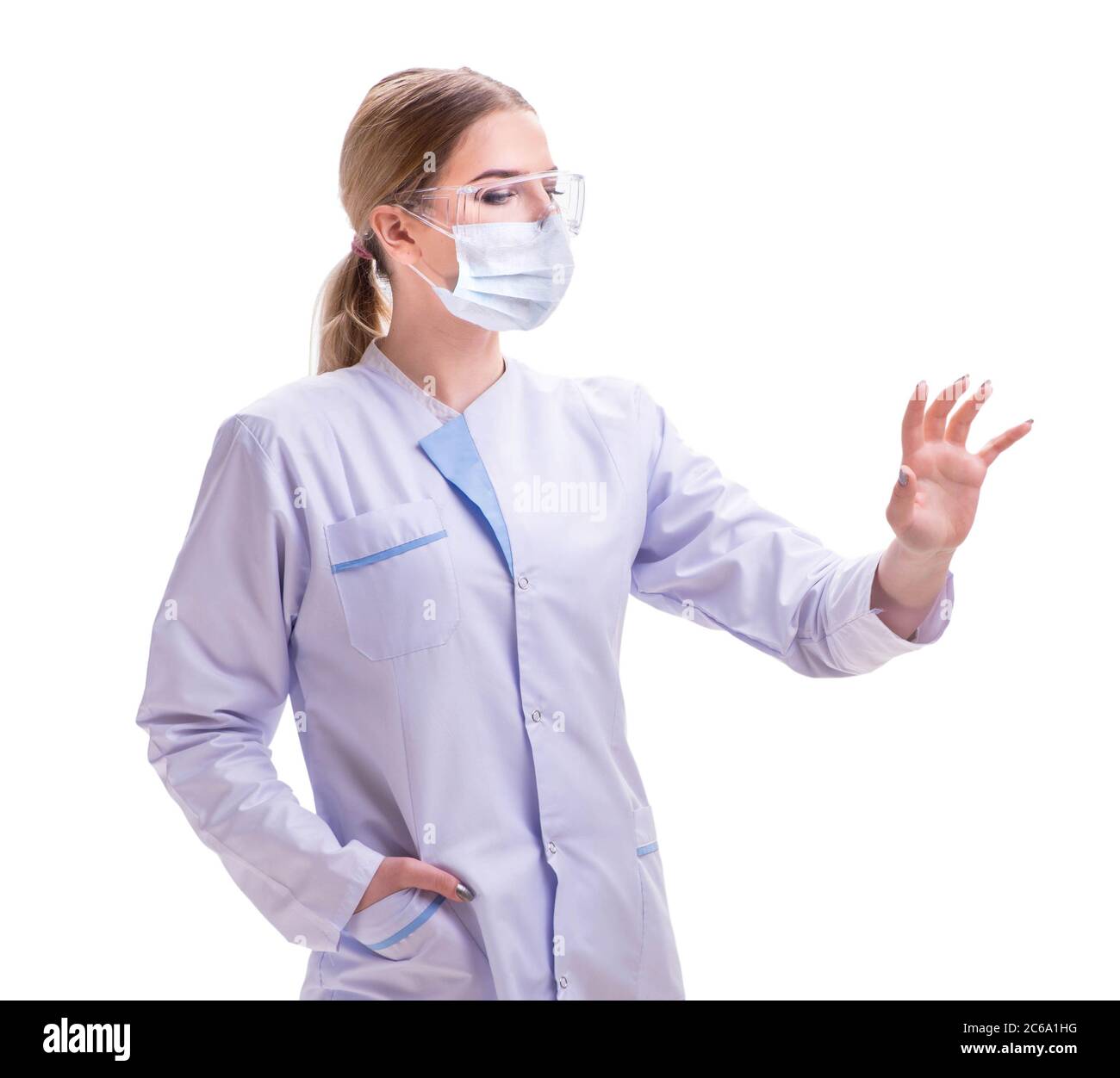 The young woman doctor isolated on white background Stock Photo - Alamy