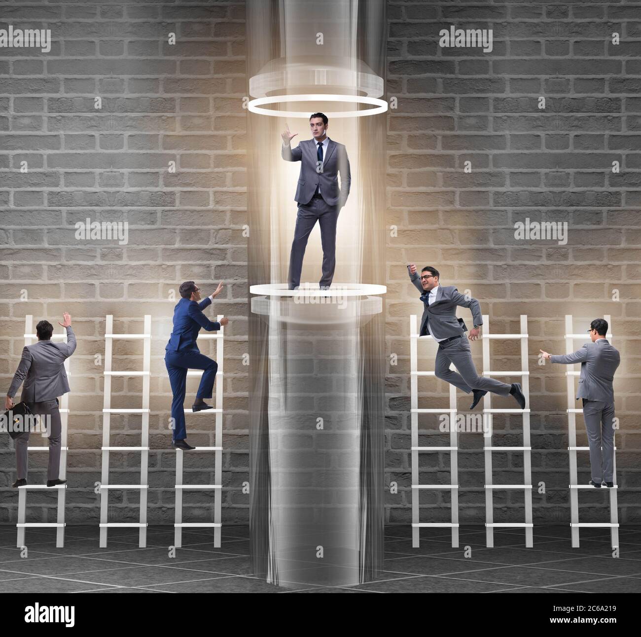 The businessmen in accelerated and fast promotion concept Stock Photo ...