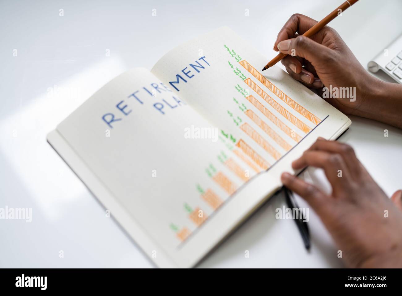 African American Woman Saving Money Making Investment Stock Photo