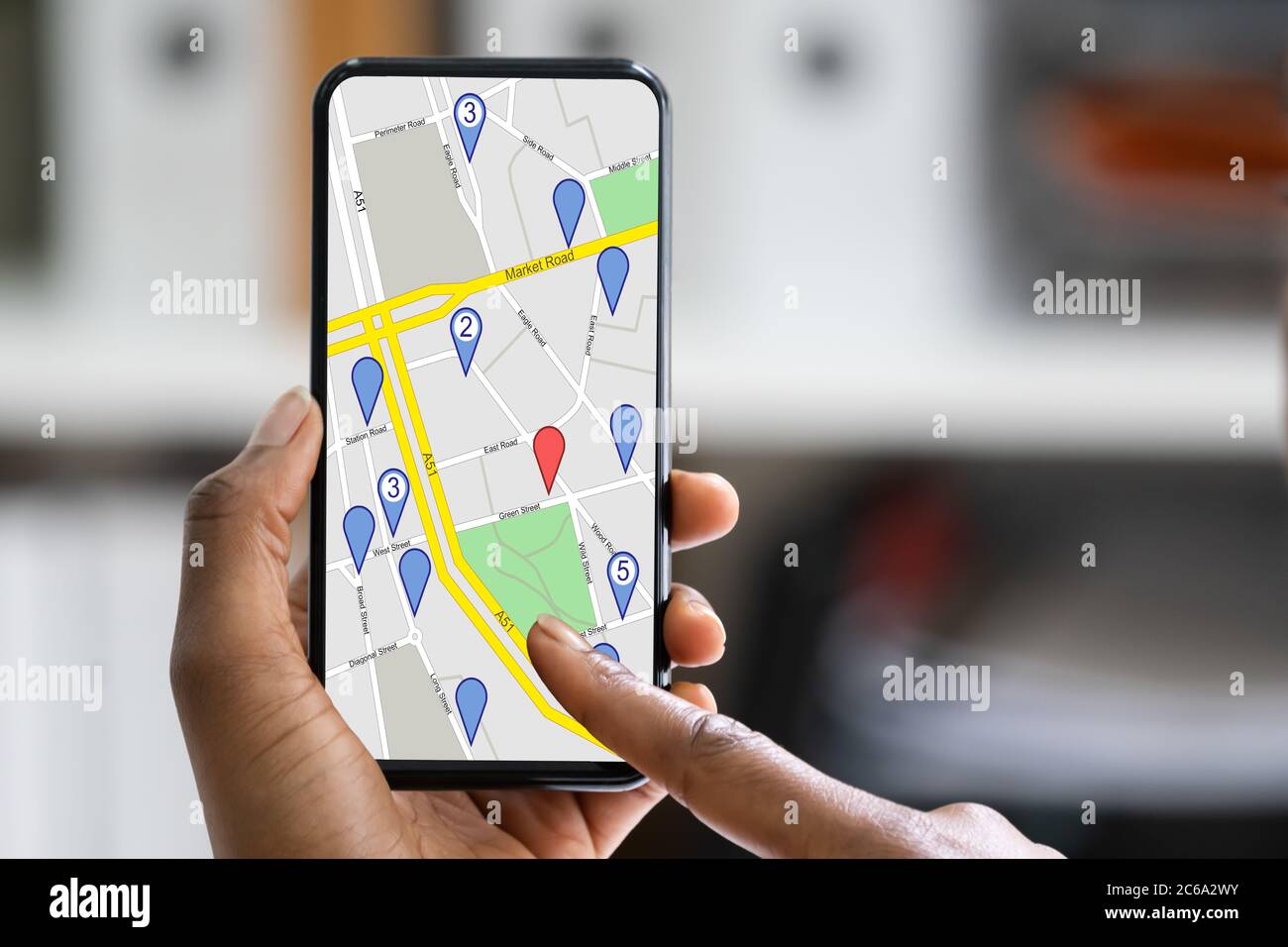 GPS Location Map Search On Mobile Phone Stock Photo - Alamy