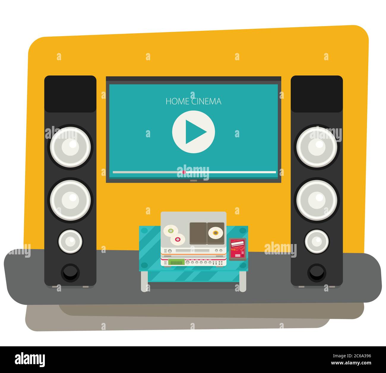 Home cinema. Vector illustration. Flat style Stock Vector Image & Art ...