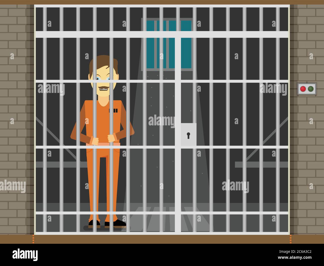 Prisoner, flat vector illustration of prison cell Stock Vector Image ...