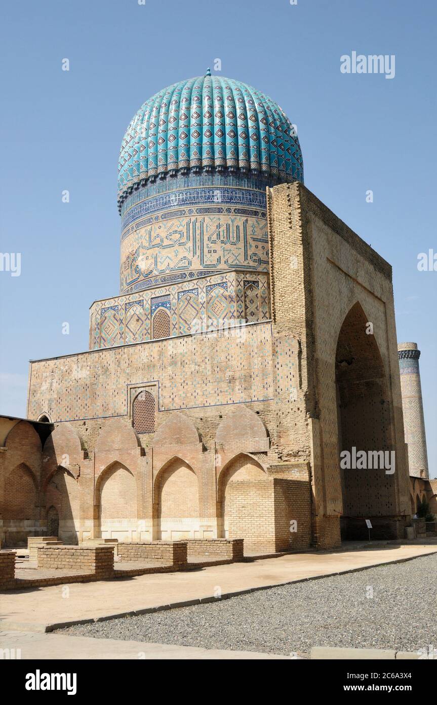 Bibi Hanim Mosque was built by Emir Timur between 1399-1404. Tile ...
