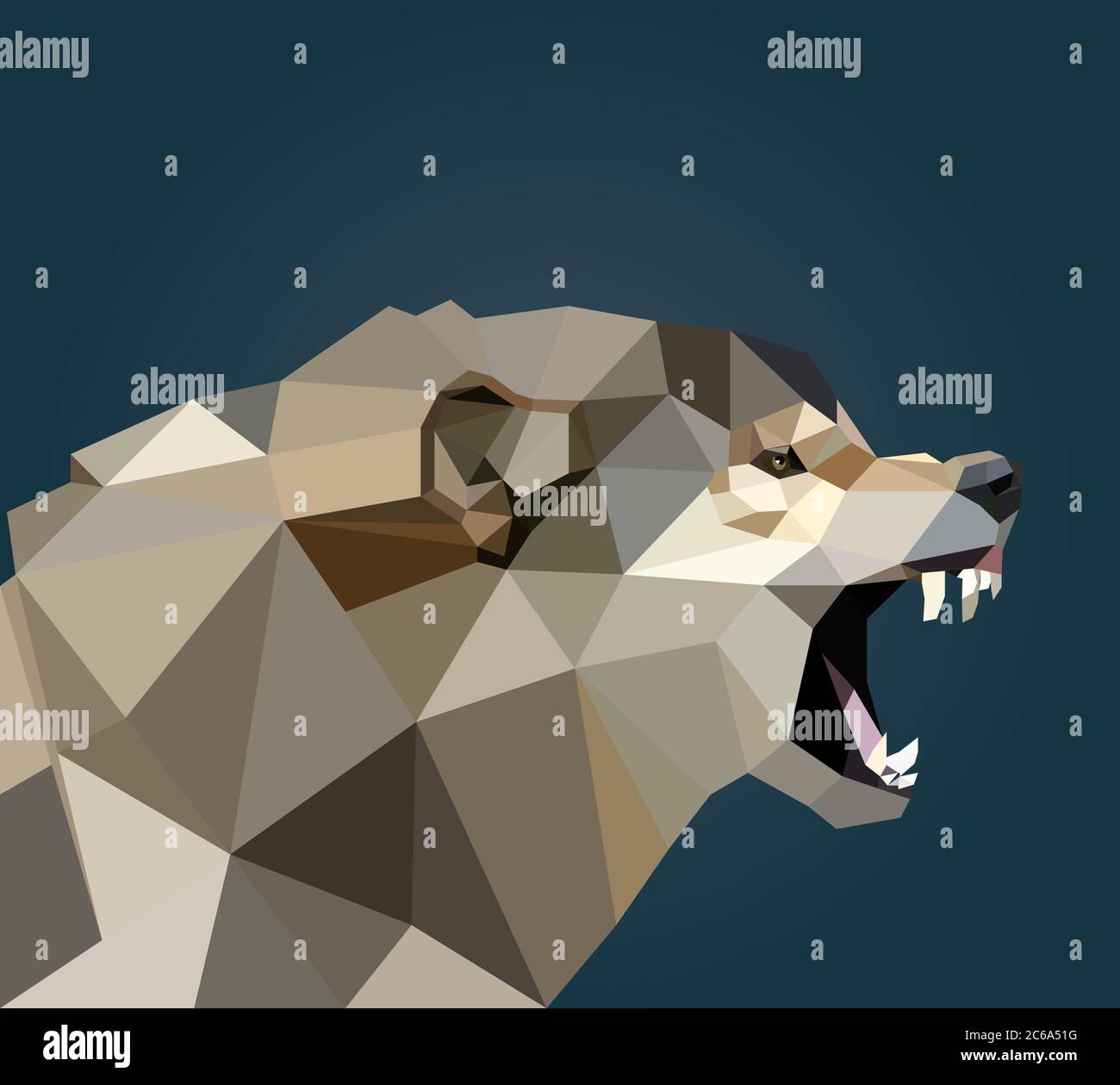 Low poly Wolf art, wolf roar, animal low poly illustration, gradient background template,poster, vector Stock Vector