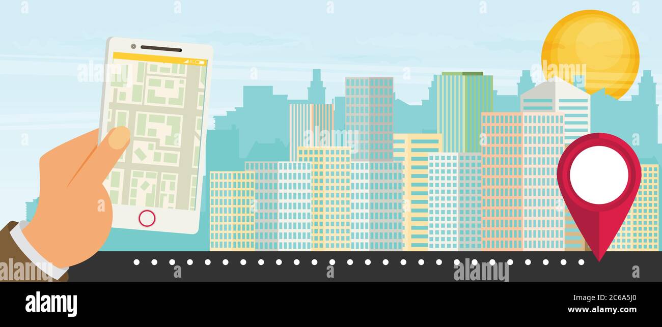 City navigation web banner. Flat vector. Stock Vector