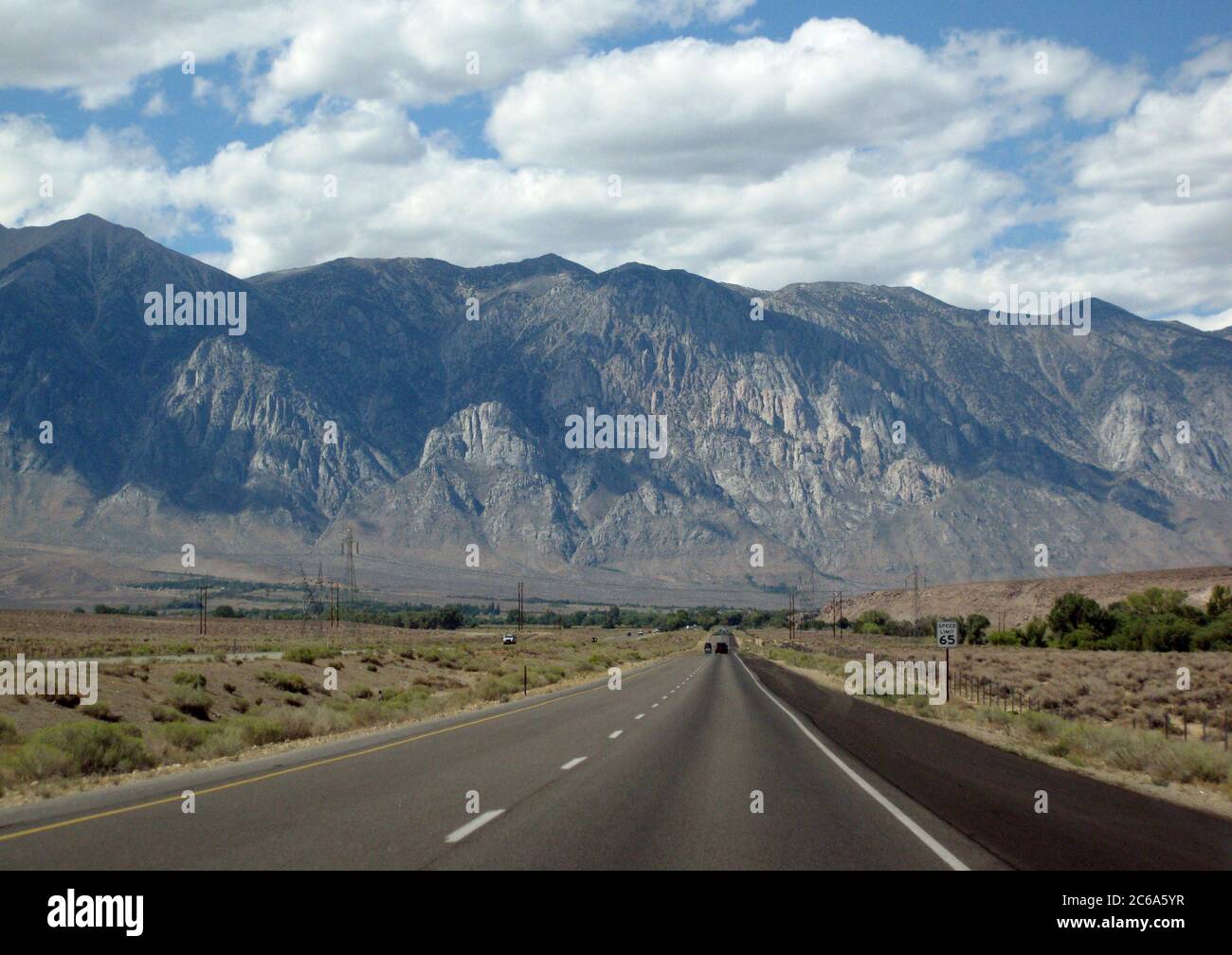 The Sierra Nevada mountains, from Highway 395 northbound. Stock Photo