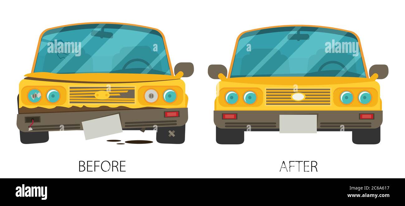 Car body frame repair vector illustration in flat style Stock Vector