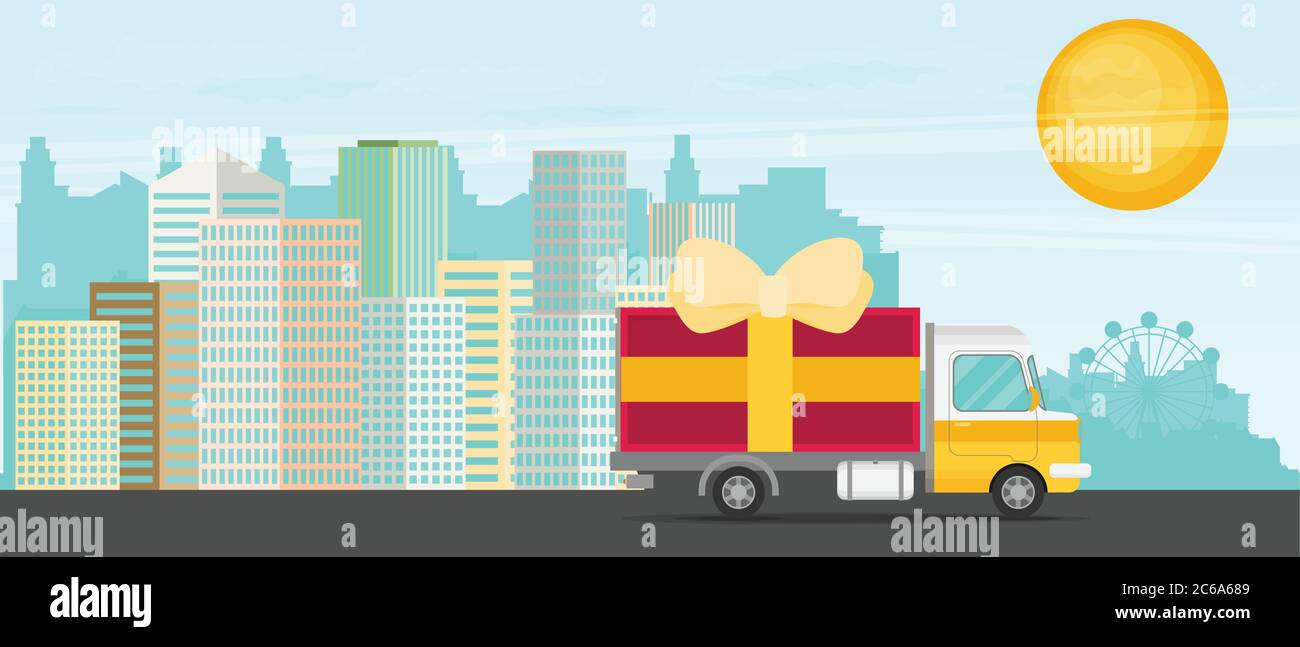 Vector free delivery concept in flat style - illustration for banner ...