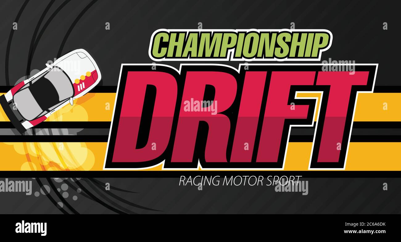 Top view of a drifting cars. Drift banner for web or print. Flat vector. Stock Vector