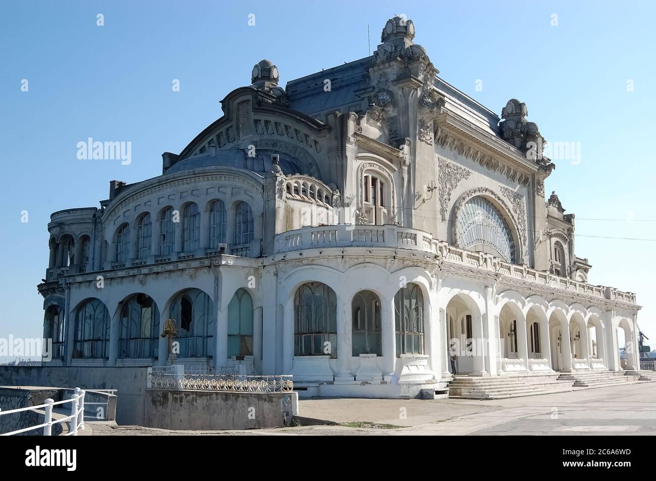 View of the old casino on the promenade in the city of Constanta on the Black Sea coast of Romania. Stock Photo