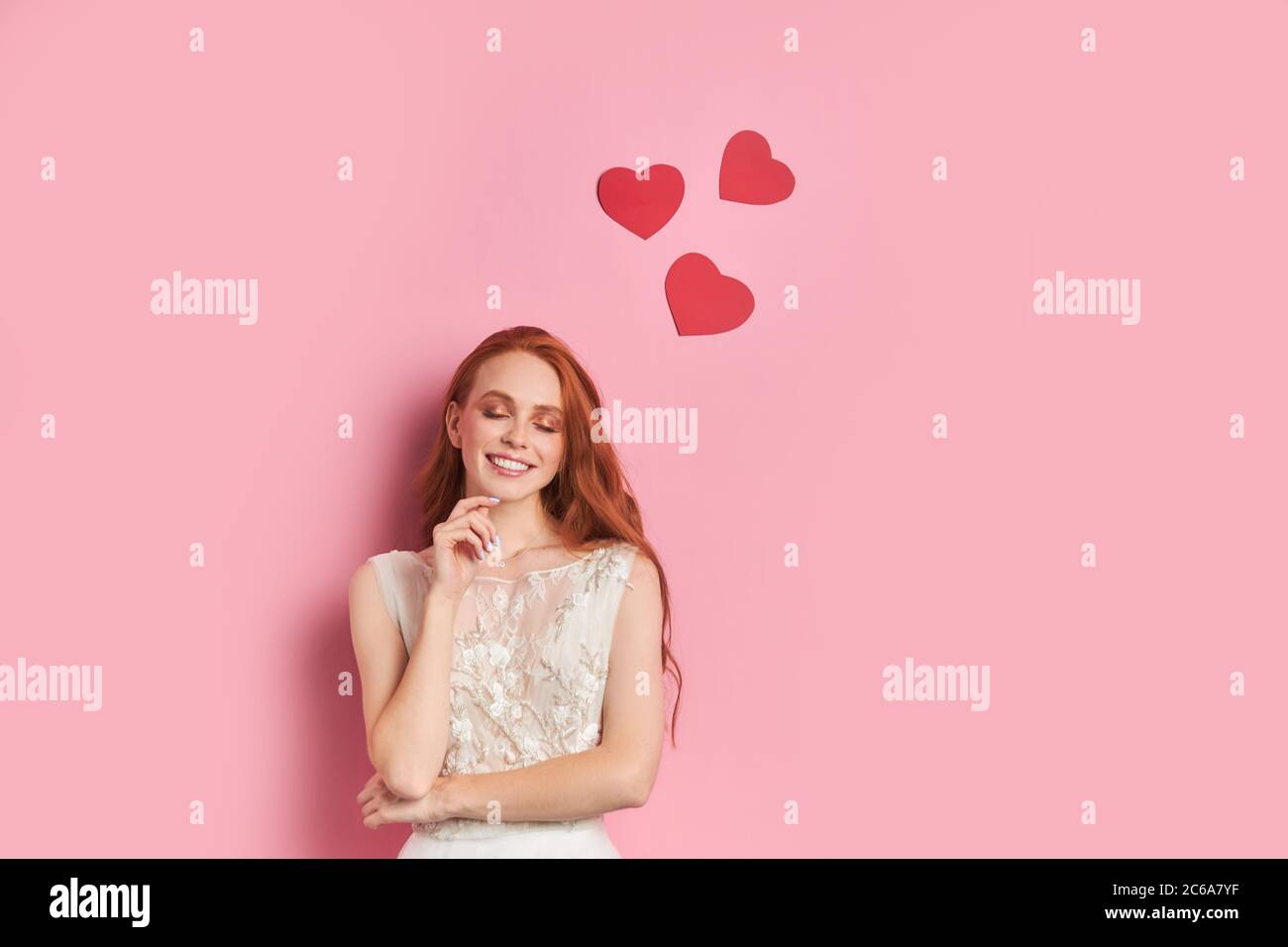 white dress with red love hearts