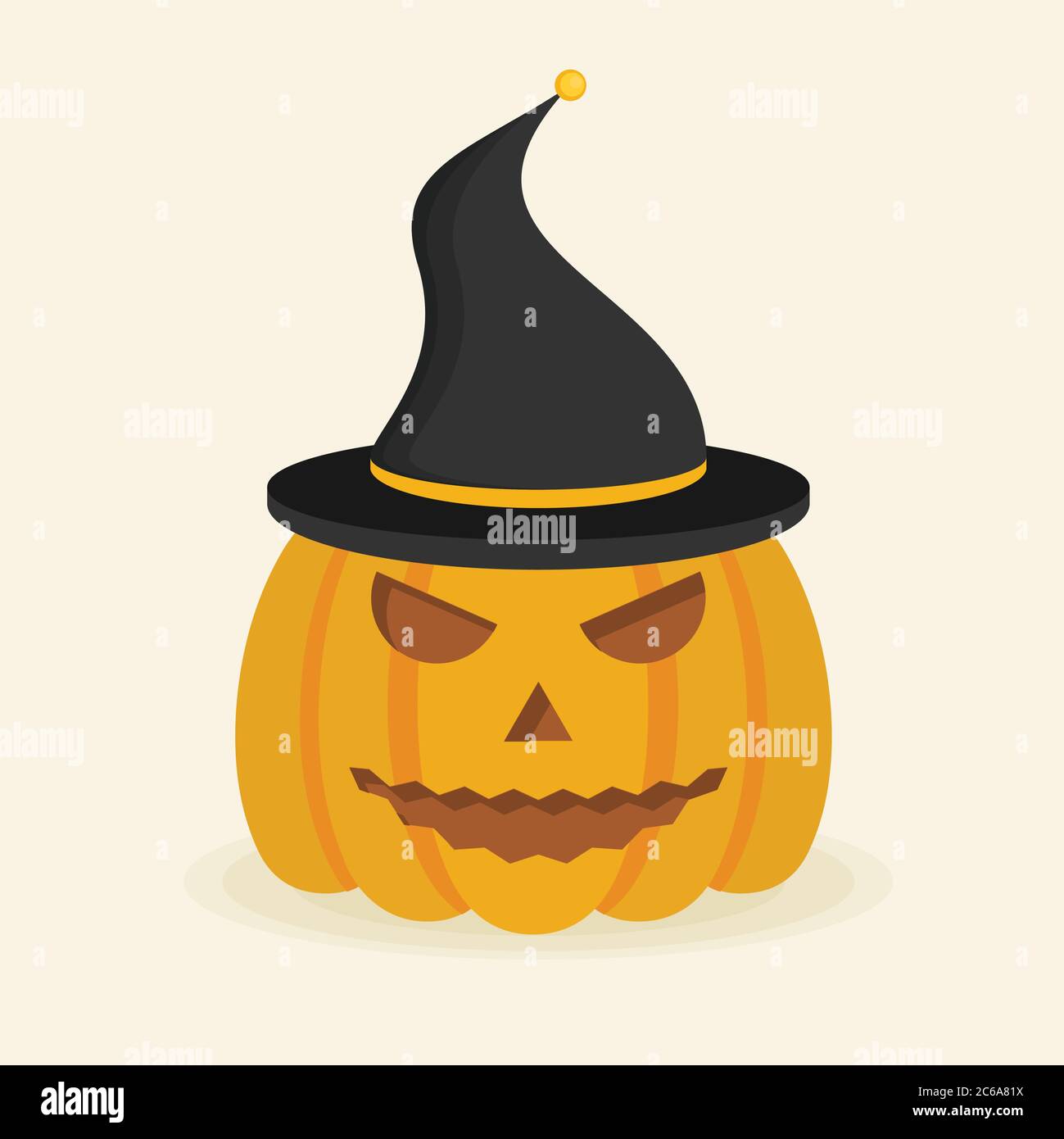 Halloween pumpkin with witch hat. Flat style icon. Vector illustration ...