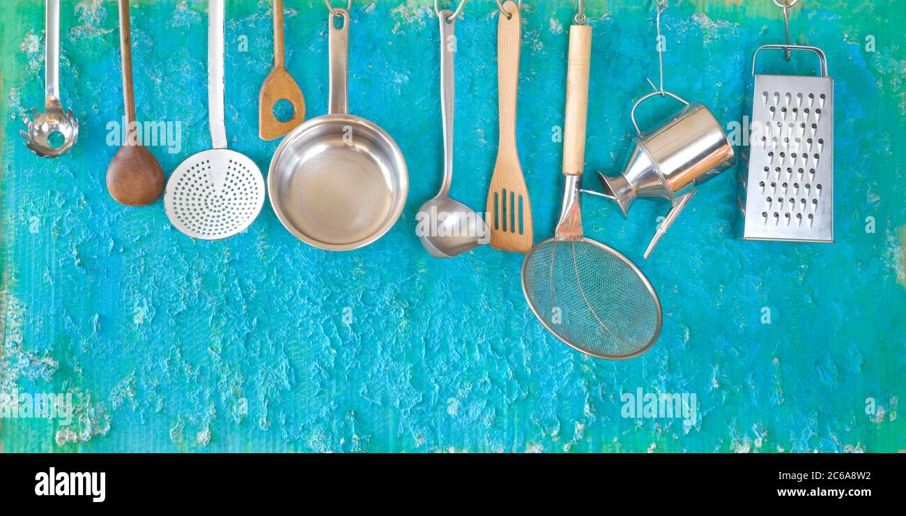 Kitchen utensils for commercial kitchen, restaurant ,cooking, kitchen concept. Good copy space