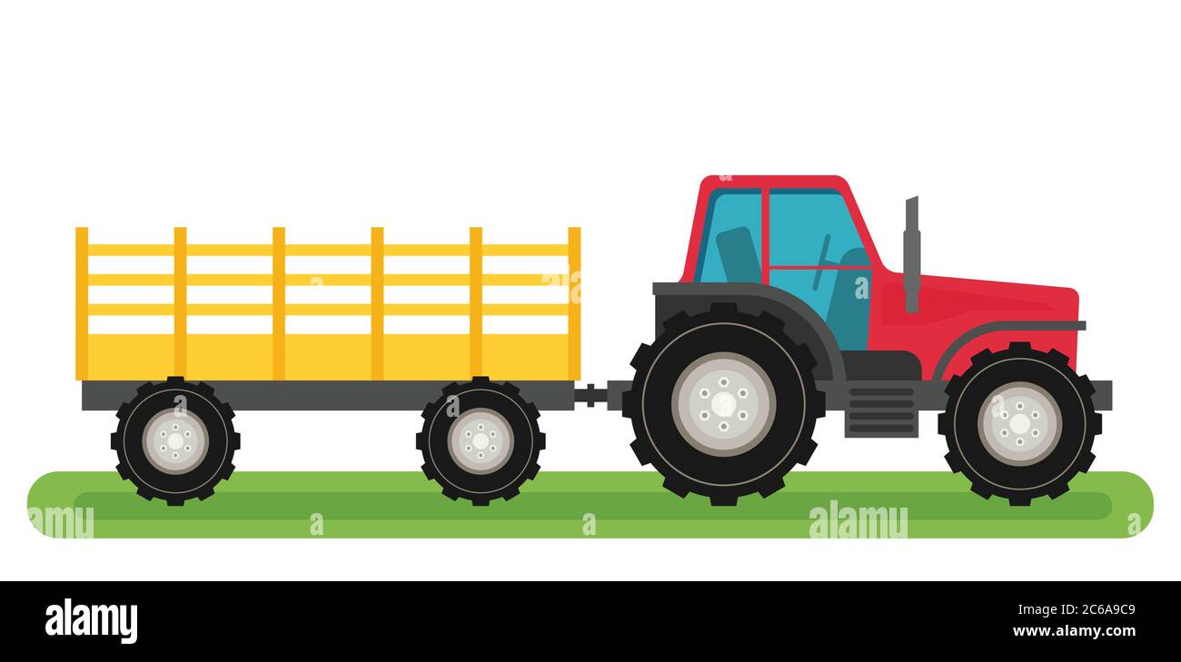 Flat  tractor with semi-trailer icon isolated Stock Vector