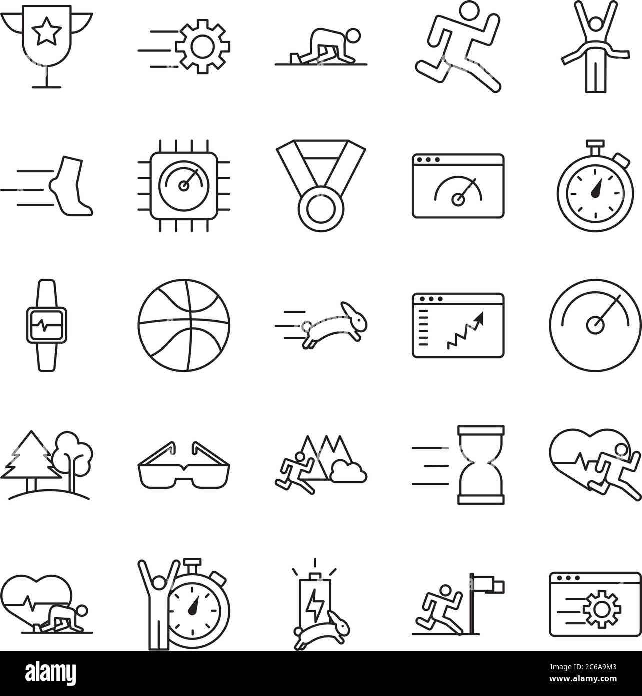 bundle of runners and tracks set icons vector illustration design Stock ...
